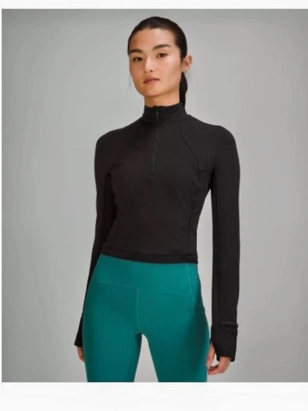 lululemon It's Rulu Run Cropped Half-Zip Black Size 4